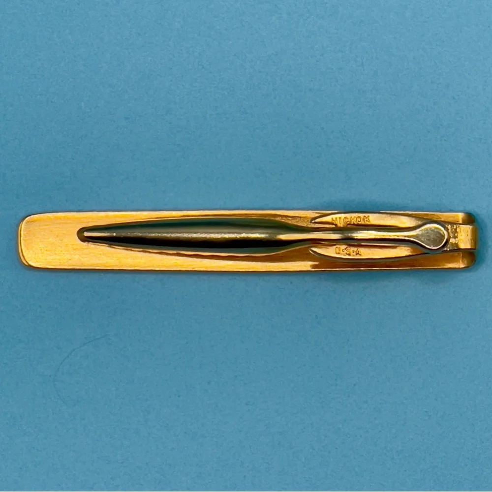 Vintage Hickok U.S.A. gold-tone basketweave tie clip in excellent condition✨ - Picture 3 of 11